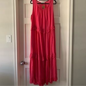 Pink Ruffled Maxi Dress • 1X •